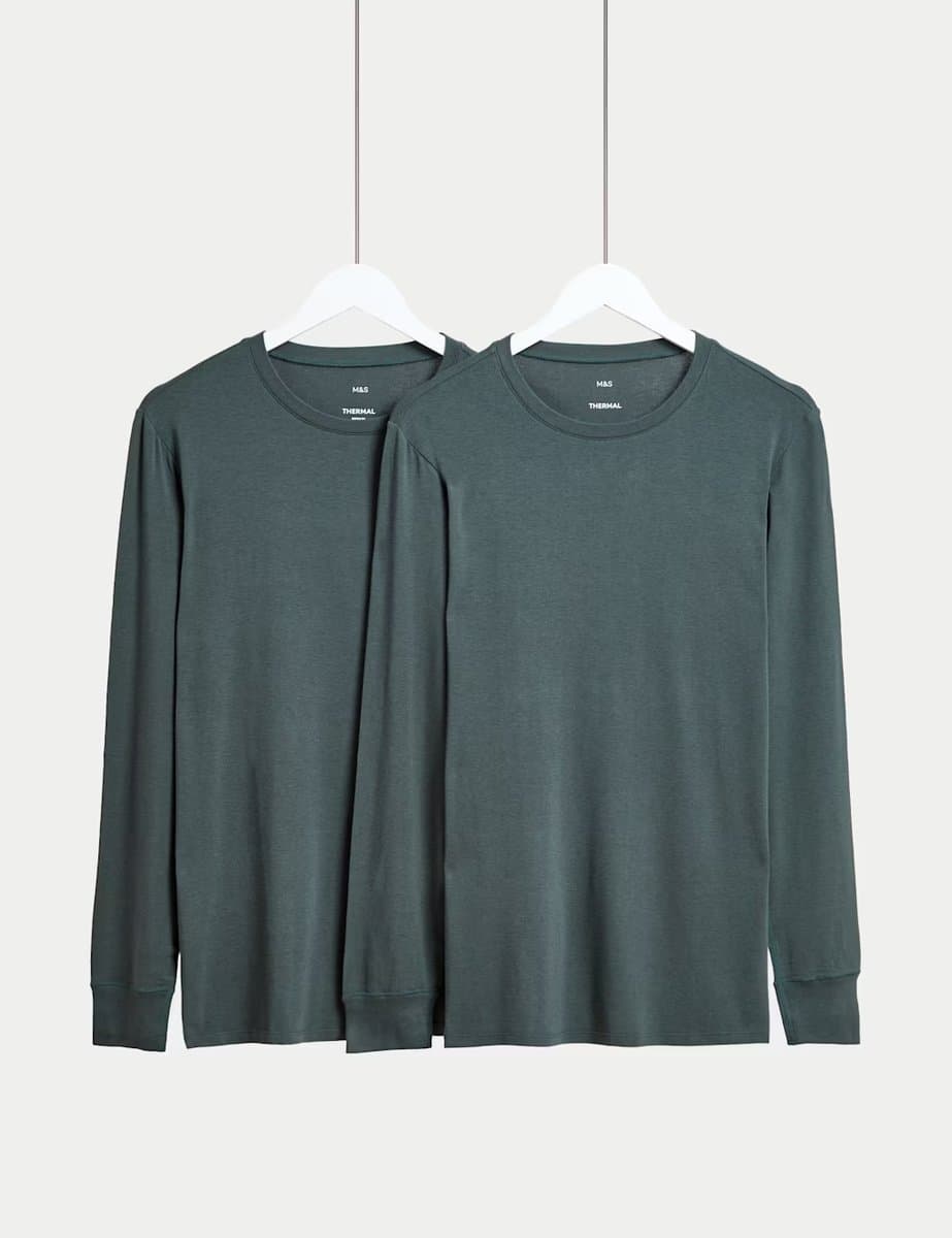 Marks & Spencer M&S 2 Pack Heatgen™ Light Thermal Long Sleeve Tops Cedar - 1