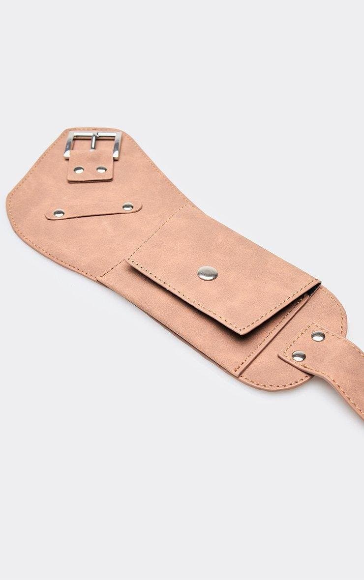 EGO Pascale Pouch Detail Belt Bag In Tan Faux Suede, Women's Size UK 0 - 2