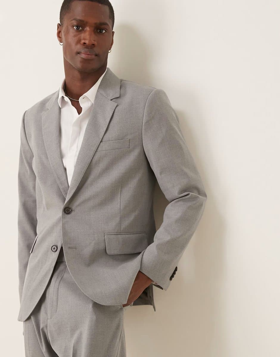 ASOS Abercrombie & Fitch classic single breasted suit blazer co-ord in grey - 1