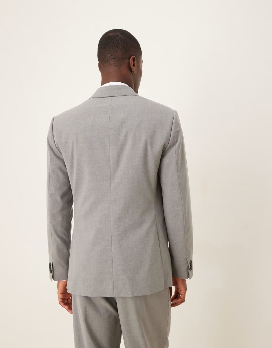 ASOS Abercrombie & Fitch classic single breasted suit blazer co-ord in grey - 2