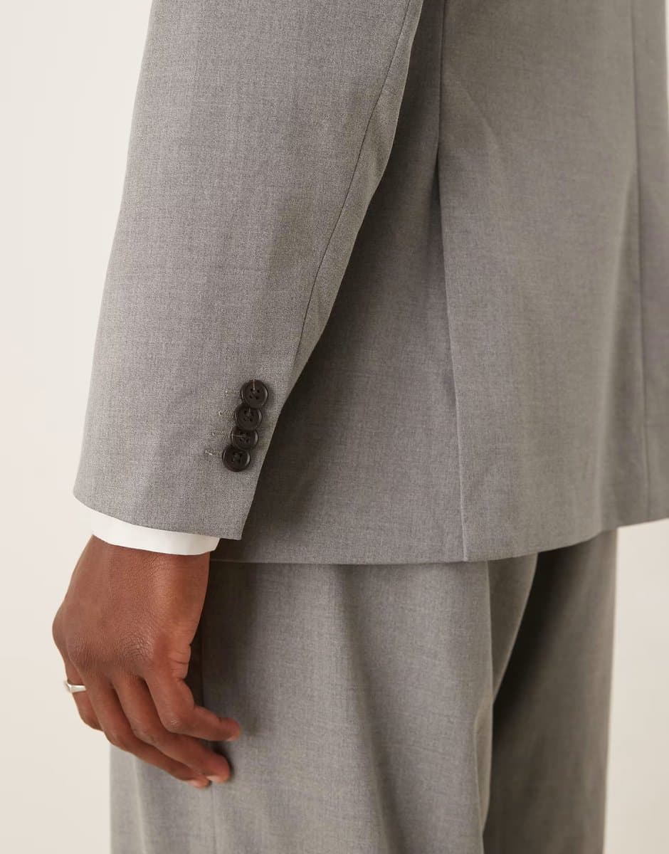 ASOS Abercrombie & Fitch classic single breasted suit blazer co-ord in grey - 3