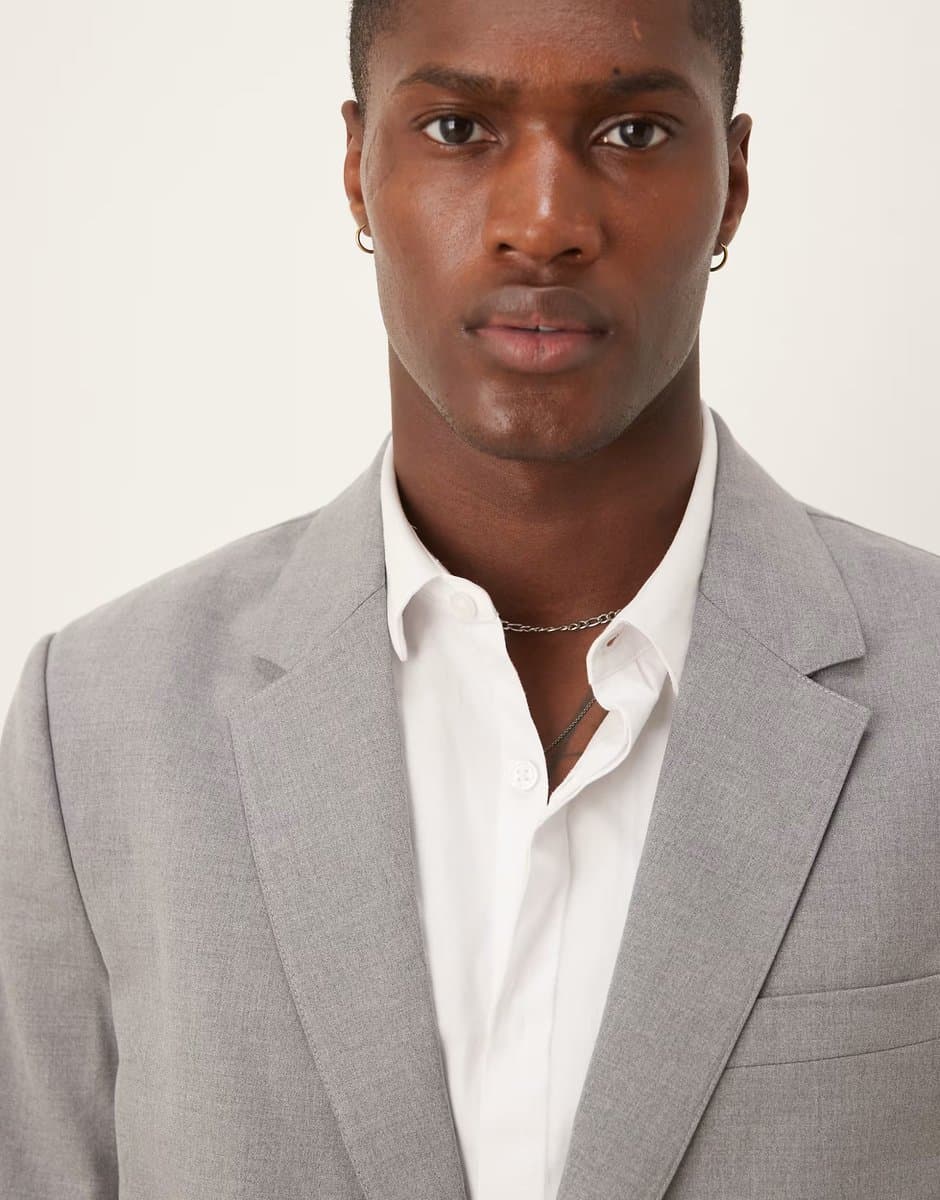 ASOS Abercrombie & Fitch classic single breasted suit blazer co-ord in grey - 4