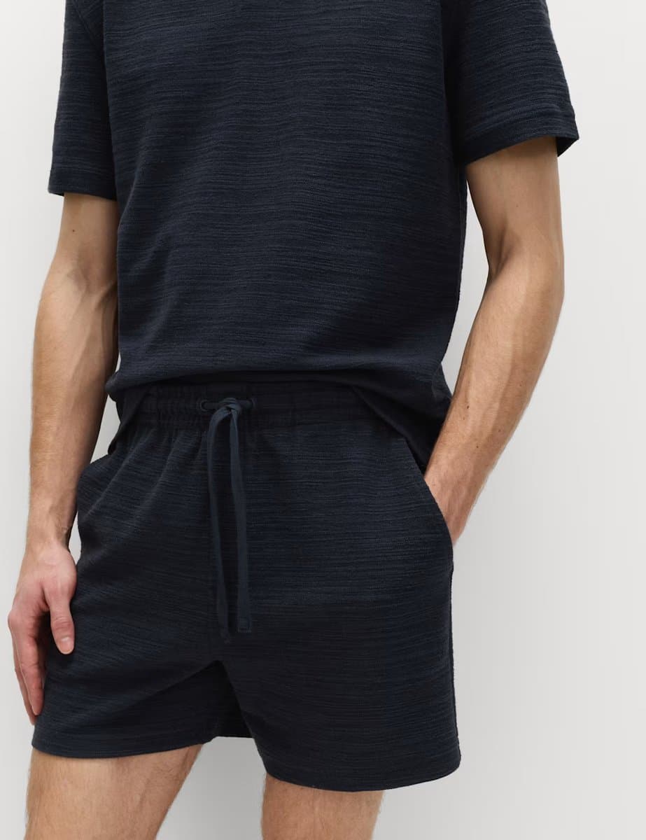 Marks & Spencer M&S Bouclé Cotton Rich Shorts Navy