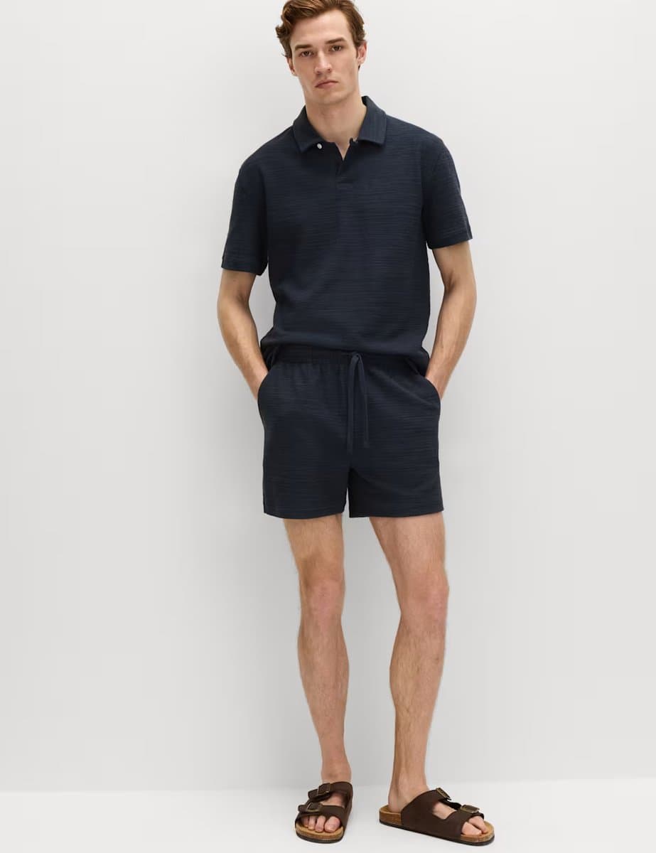 Marks & Spencer M&S Bouclé Cotton Rich Shorts Navy - 2