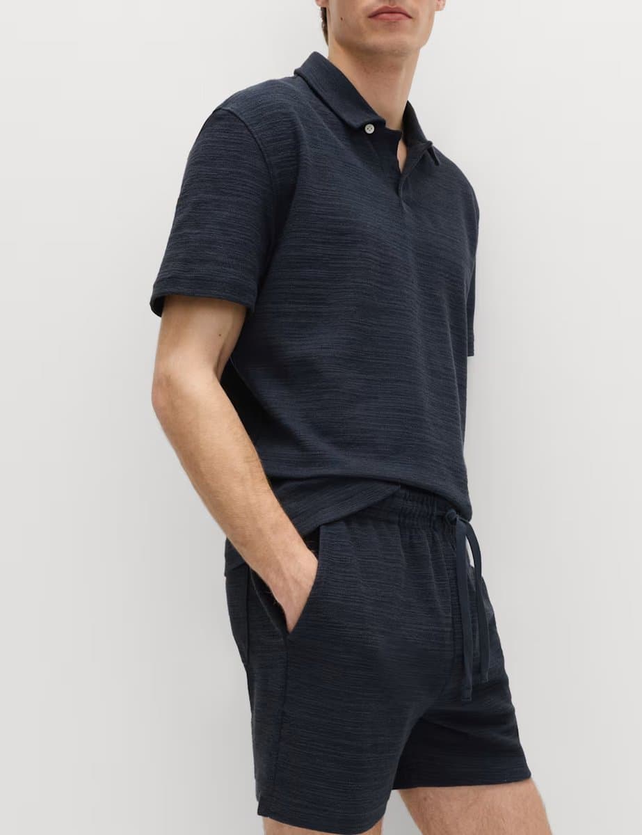 Marks & Spencer M&S Bouclé Cotton Rich Shorts Navy - 3