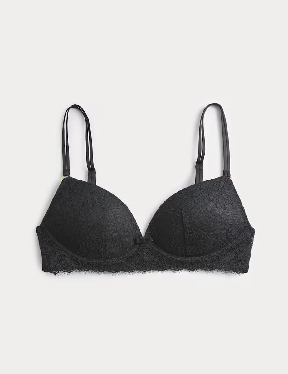 Marks & Spencer M&S Ida Lace Non Wired Push-Up Plunge Bra (A-E) Black