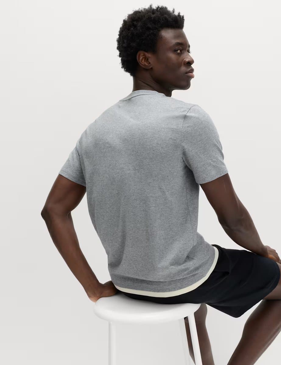 Marks & Spencer M&S Pure Cotton Striped Pyjama Top Grey - 3