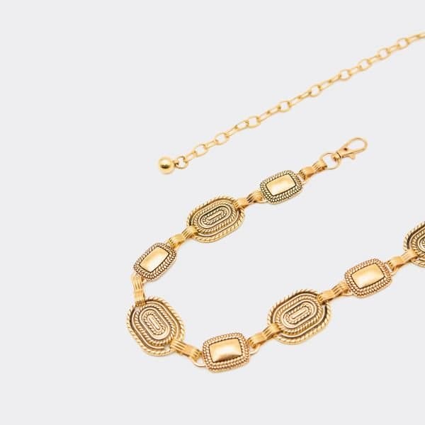 EGO Textured Detail Chain Belt In Gold, Women's Size UK One Size