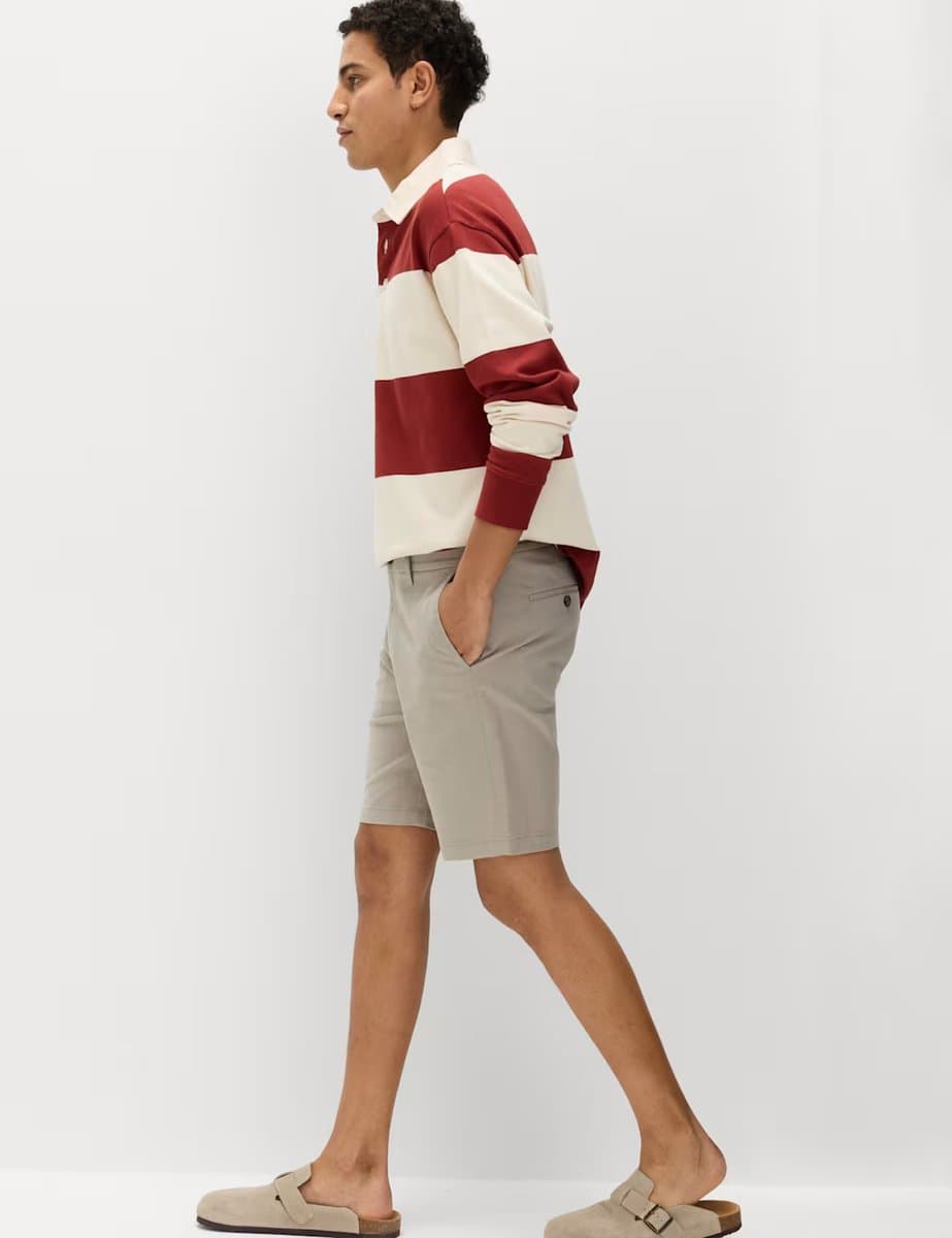 Marks & Spencer M&S Slim Fit Stretch Chino Shorts Grey - 4