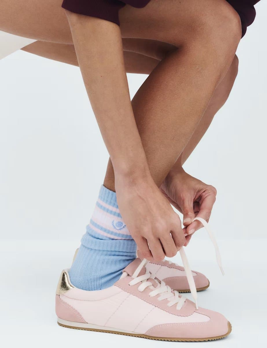 Marks & Spencer M&S 2 Pack Cotton Rich Sporty Crew Socks Blue Mix