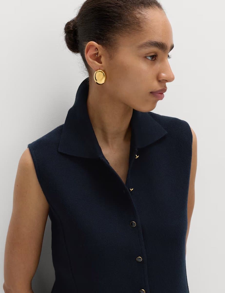 Marks & Spencer M&S Soft Touch Longline Knitted Waistcoat Midnight Navy - 3