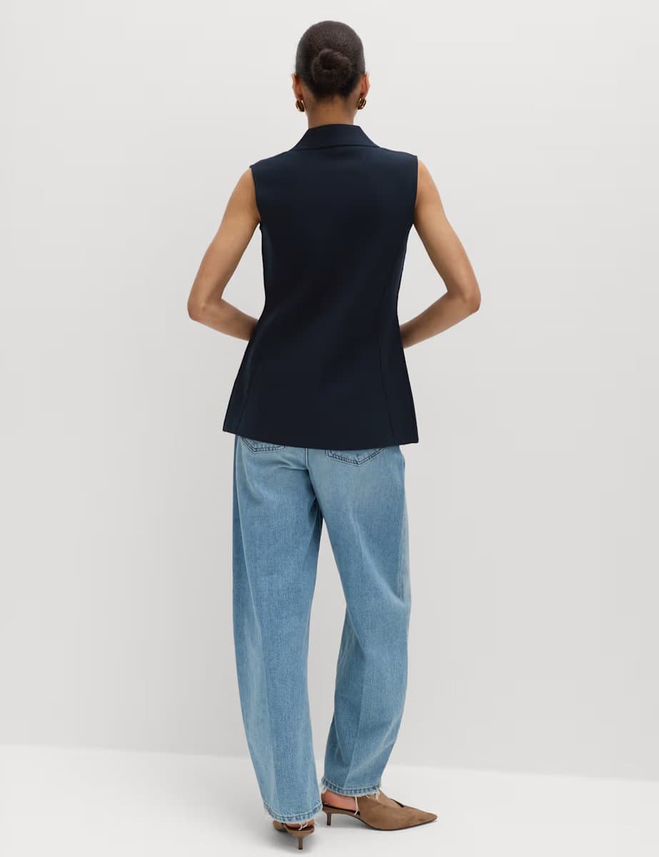 Marks & Spencer M&S Soft Touch Longline Knitted Waistcoat Midnight Navy - 4