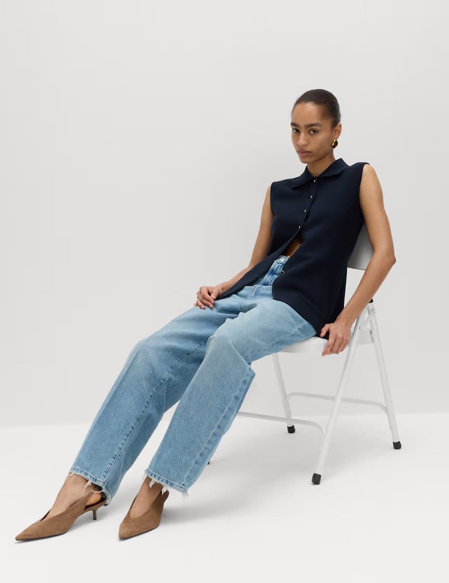 Marks & Spencer M&S Soft Touch Longline Knitted Waistcoat Midnight Navy - 5