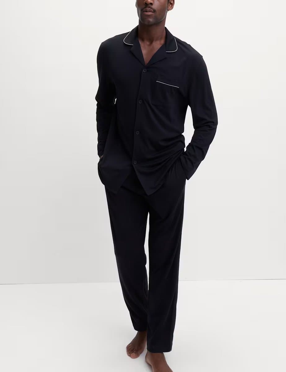 Marks & Spencer M&S Cotton Modal Blend Pyjama Set Black