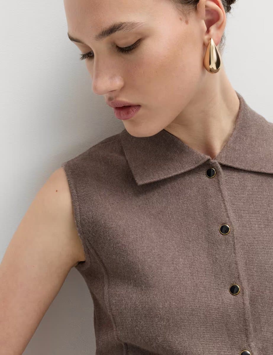 Marks & Spencer M&S Soft Touch Longline Knitted Waistcoat Nutmeg - 3