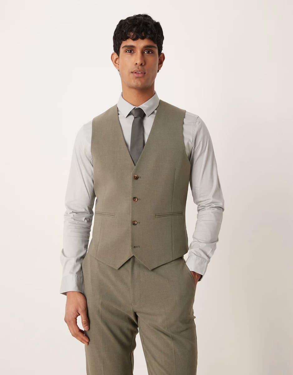 ASOS ASOS DESIGN slim suit waistcoat in khaki