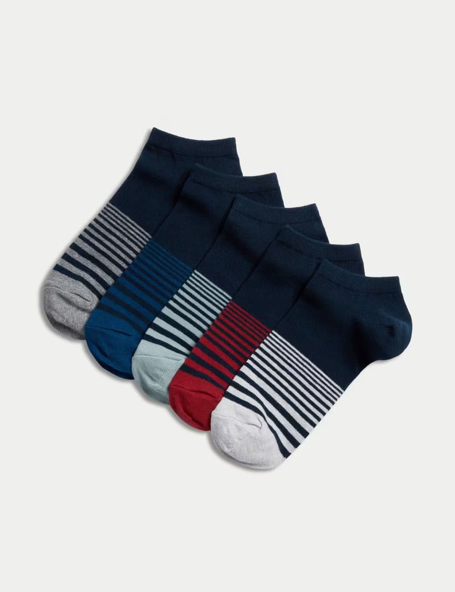 Marks & Spencer M&S 5 Pack Cool & Fresh™ Trainer Liners Navy Mix