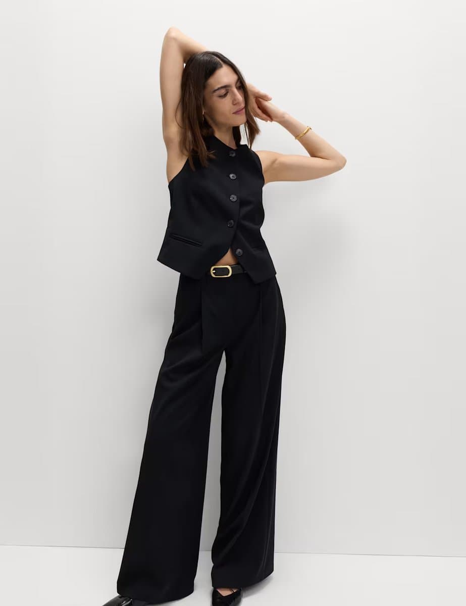 Marks & Spencer M&S Collarless Button-Through Waistcoat Black - 2