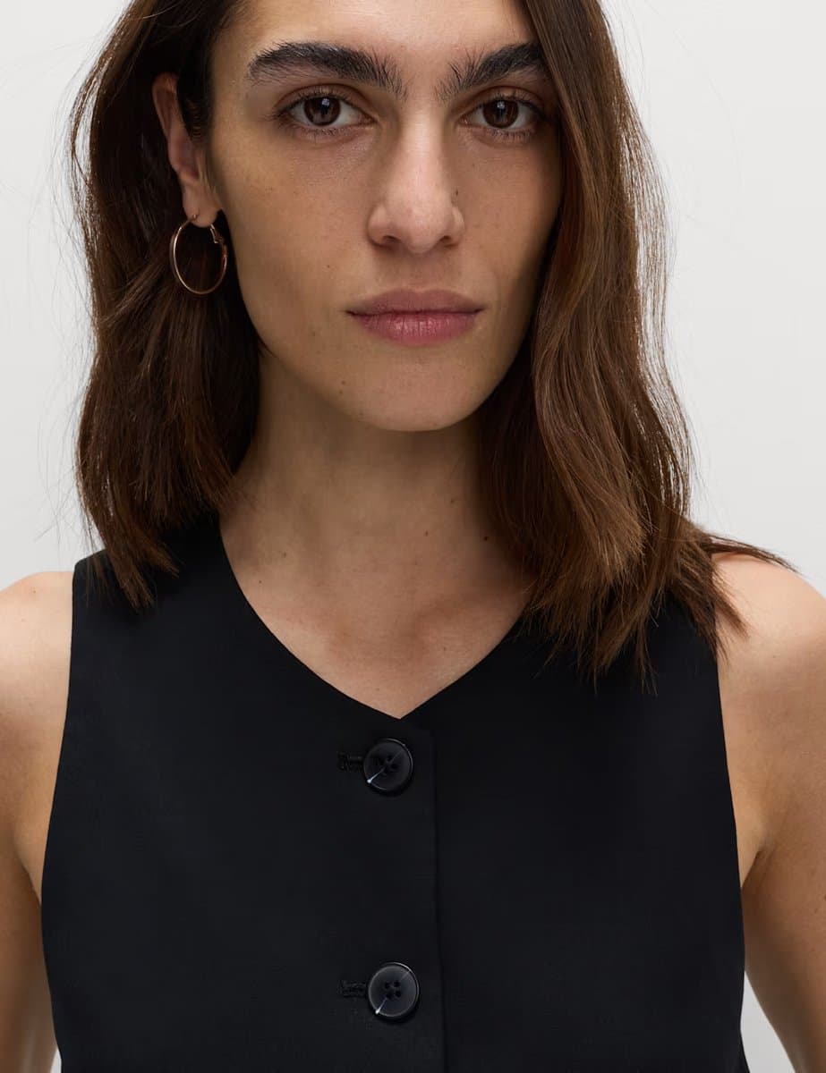 Marks & Spencer M&S Collarless Button-Through Waistcoat Black - 3