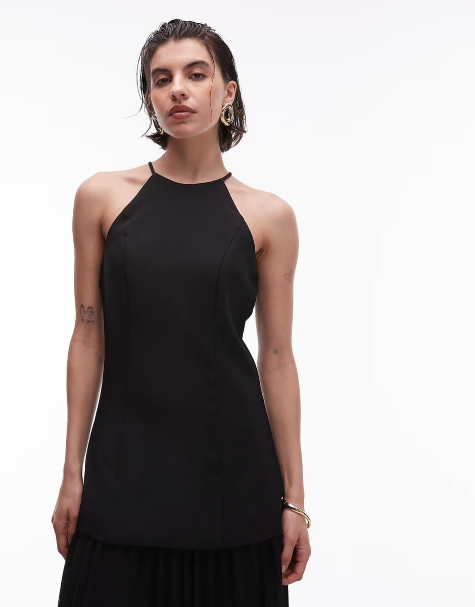 ASOS Mango hybrid maxi dress with pleat hem in black  - 3