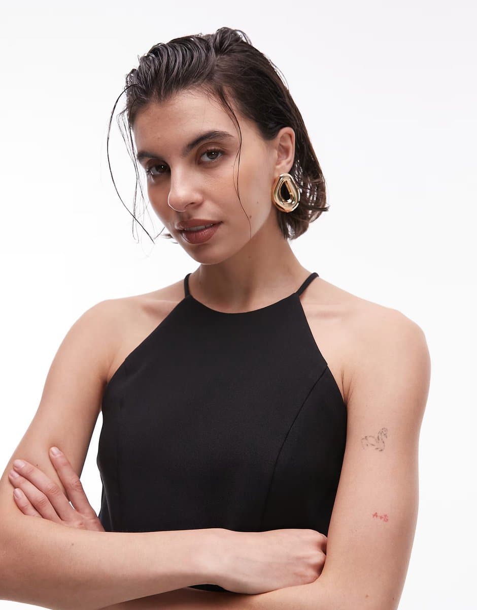 ASOS Mango hybrid maxi dress with pleat hem in black  - 4