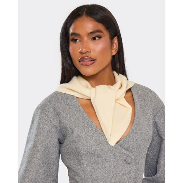 EGO Tie Front Shawl Scarf In Cream, Women's Size UK One Size - 2