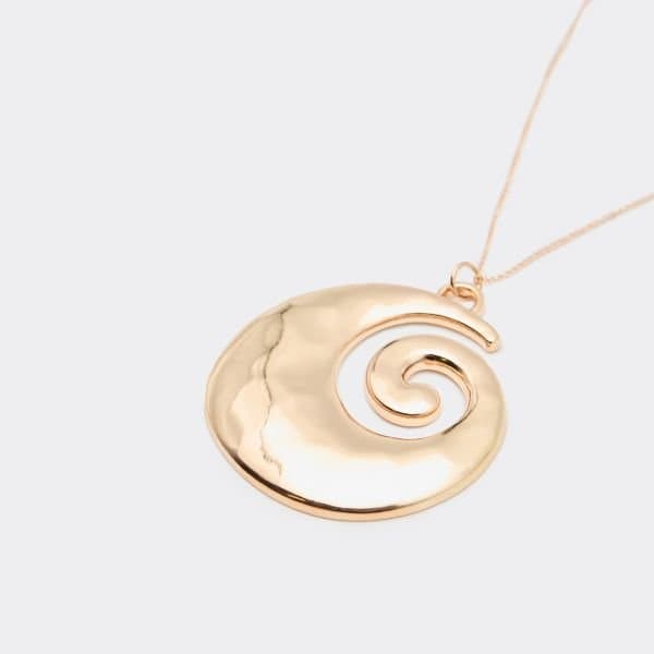 EGO Oversized Spiral Textured Detail Pendant Necklace In Gold, Women's Size UK One Size