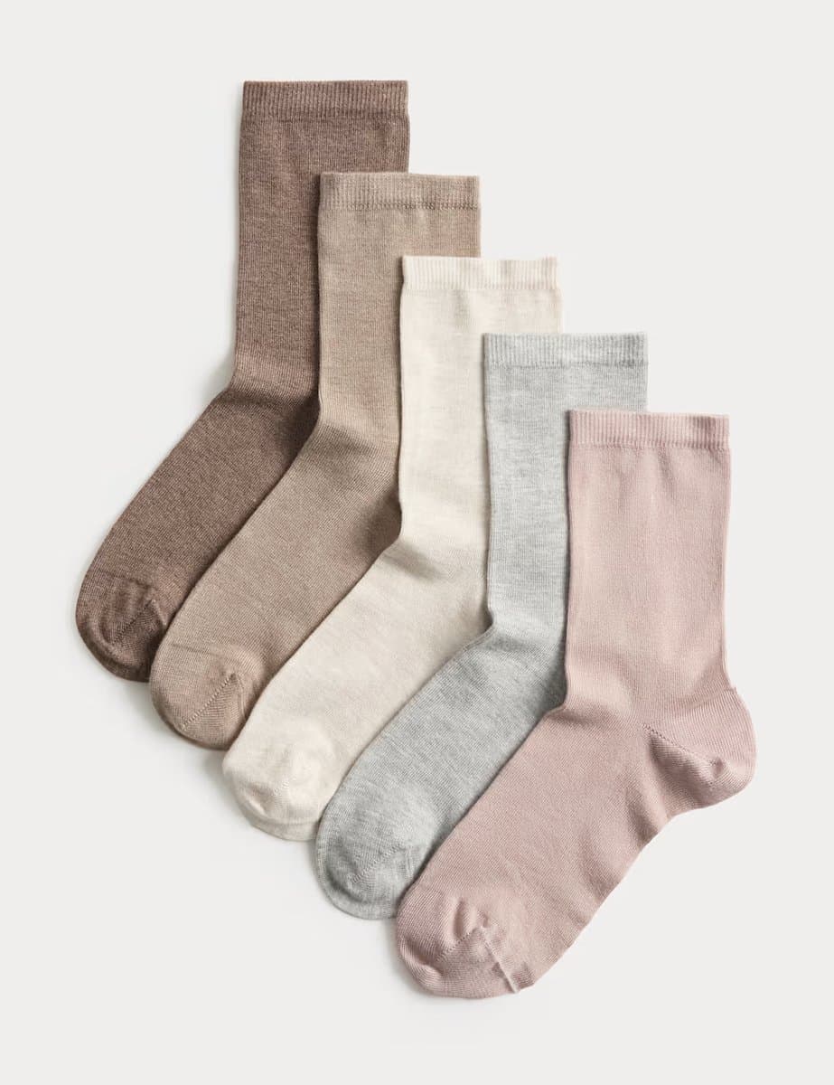Marks & Spencer M&S 5pk Supersoft Ankle High Socks Pink Mix