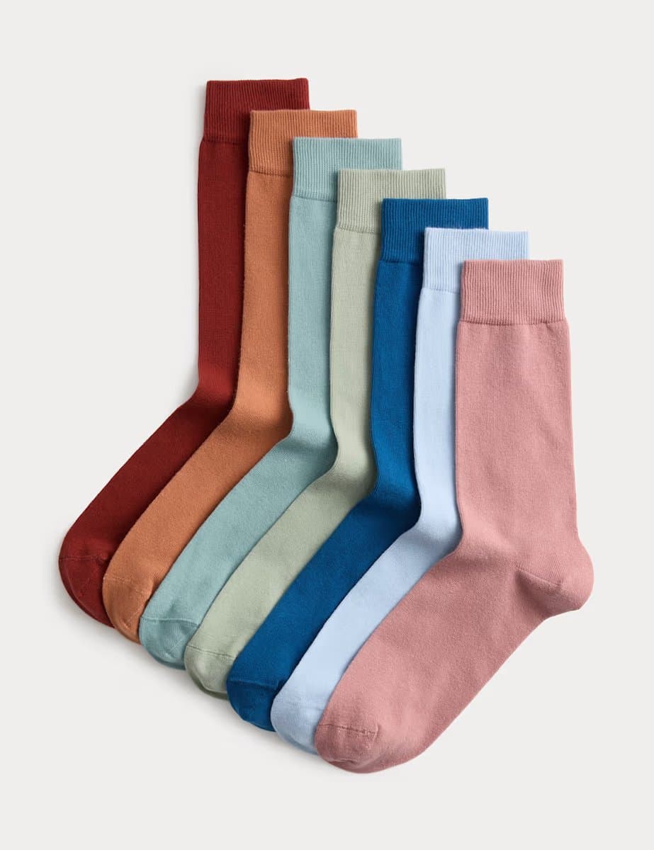 Marks & Spencer M&S 7pk Cotton Rich Socks Multi