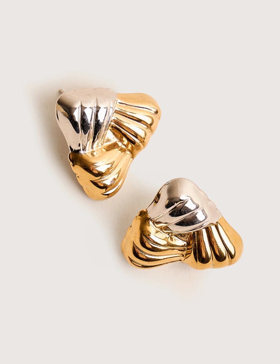 Public Desire Mixed Metal Triangular Studs Silver & Gold