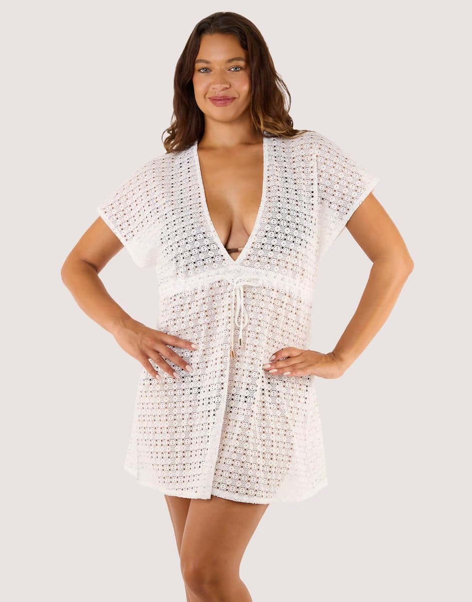 ASOS Wolf & Whistle Isla crochet beach kaftan in white