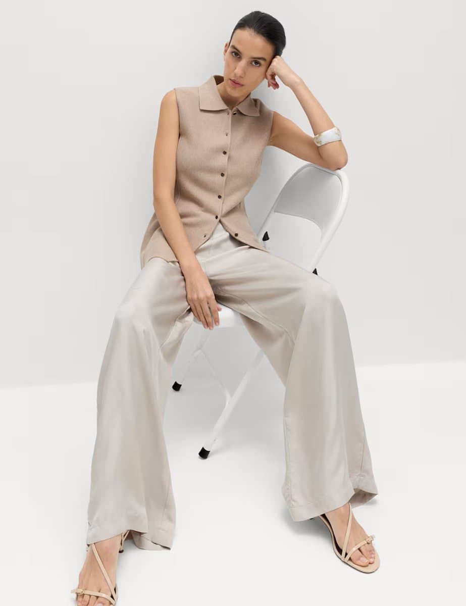 Marks & Spencer M&S Soft Touch Longline Knitted Waistcoat Cappuccino