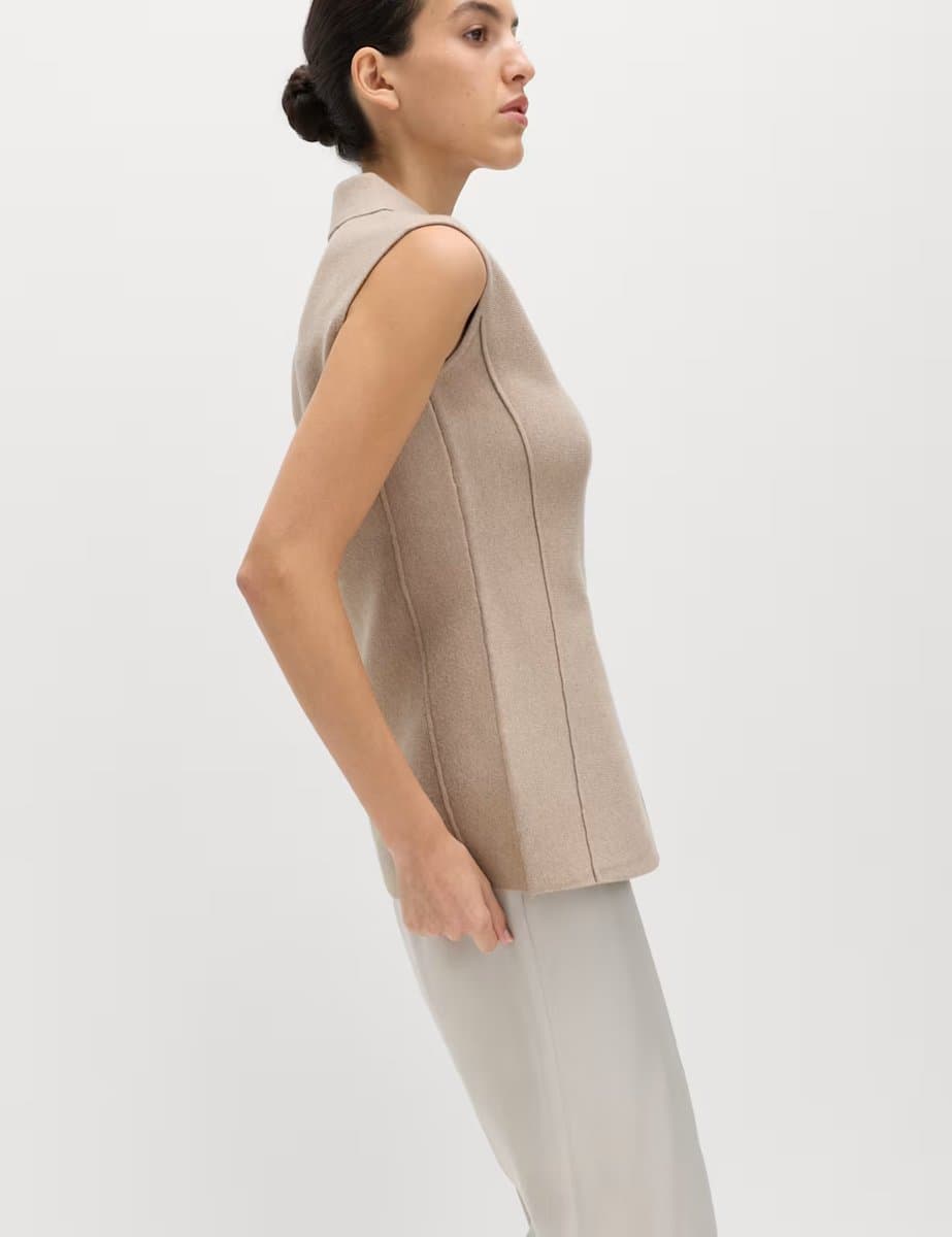 Marks & Spencer M&S Soft Touch Longline Knitted Waistcoat Cappuccino - 2