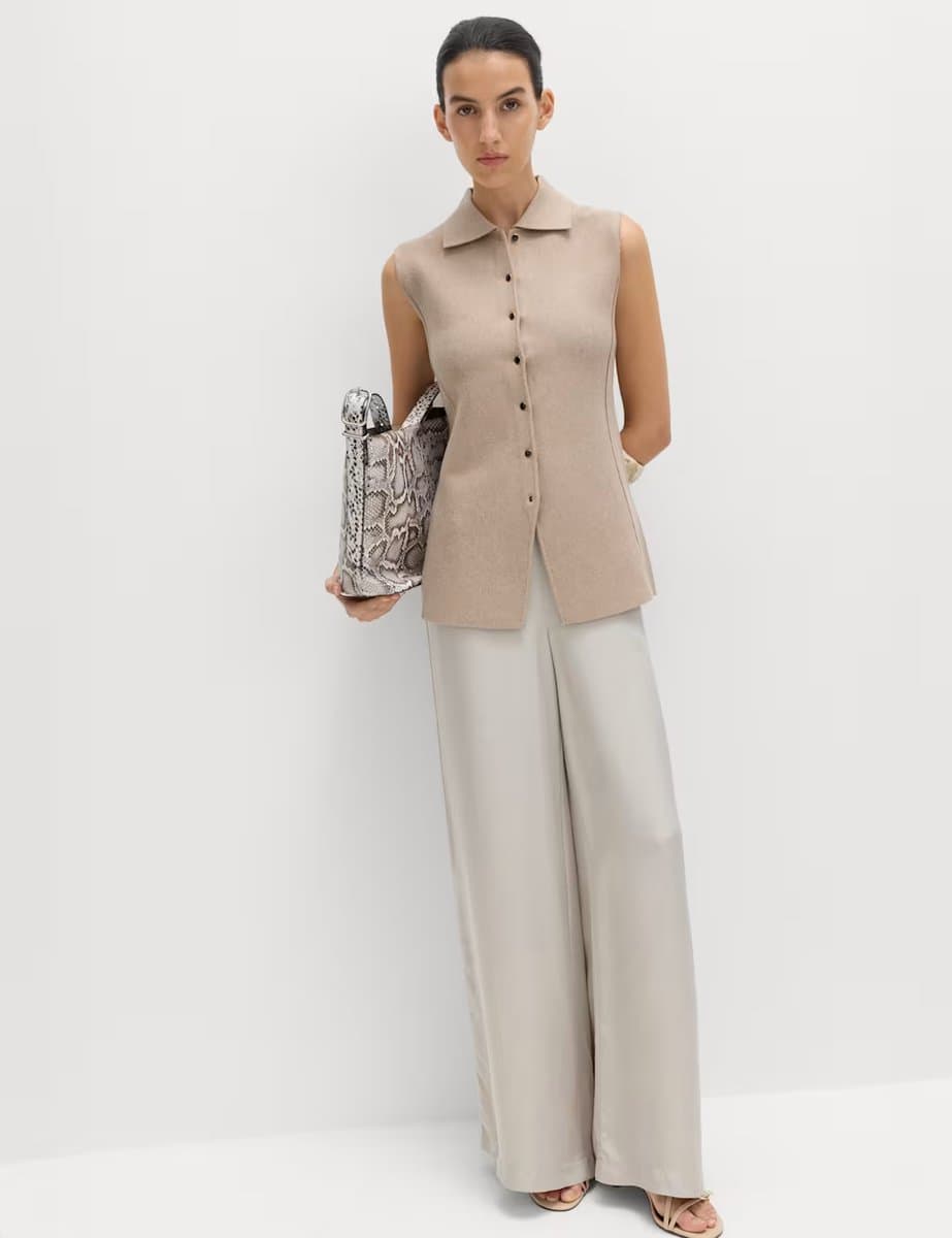 Marks & Spencer M&S Soft Touch Longline Knitted Waistcoat Cappuccino - 3