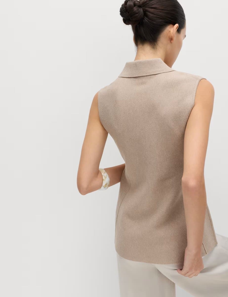 Marks & Spencer M&S Soft Touch Longline Knitted Waistcoat Cappuccino - 4