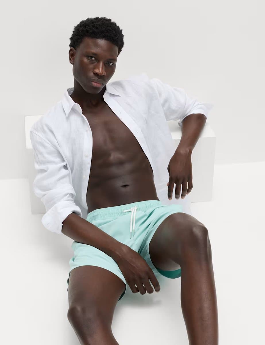 Marks & Spencer M&S Quick Dry Plain Swim Shorts Light Mint - 4