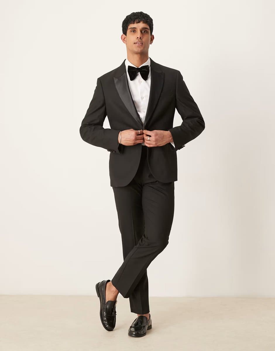 ASOS ASOS DESIGN slim fit tuxedo jacket in black - 3