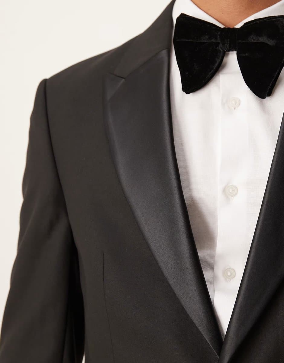 ASOS ASOS DESIGN slim fit tuxedo jacket in black - 4