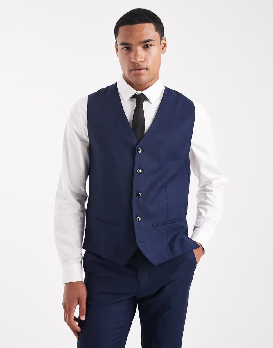 ASOS Jack & Jones slim fit wool blend waistcoat in navy