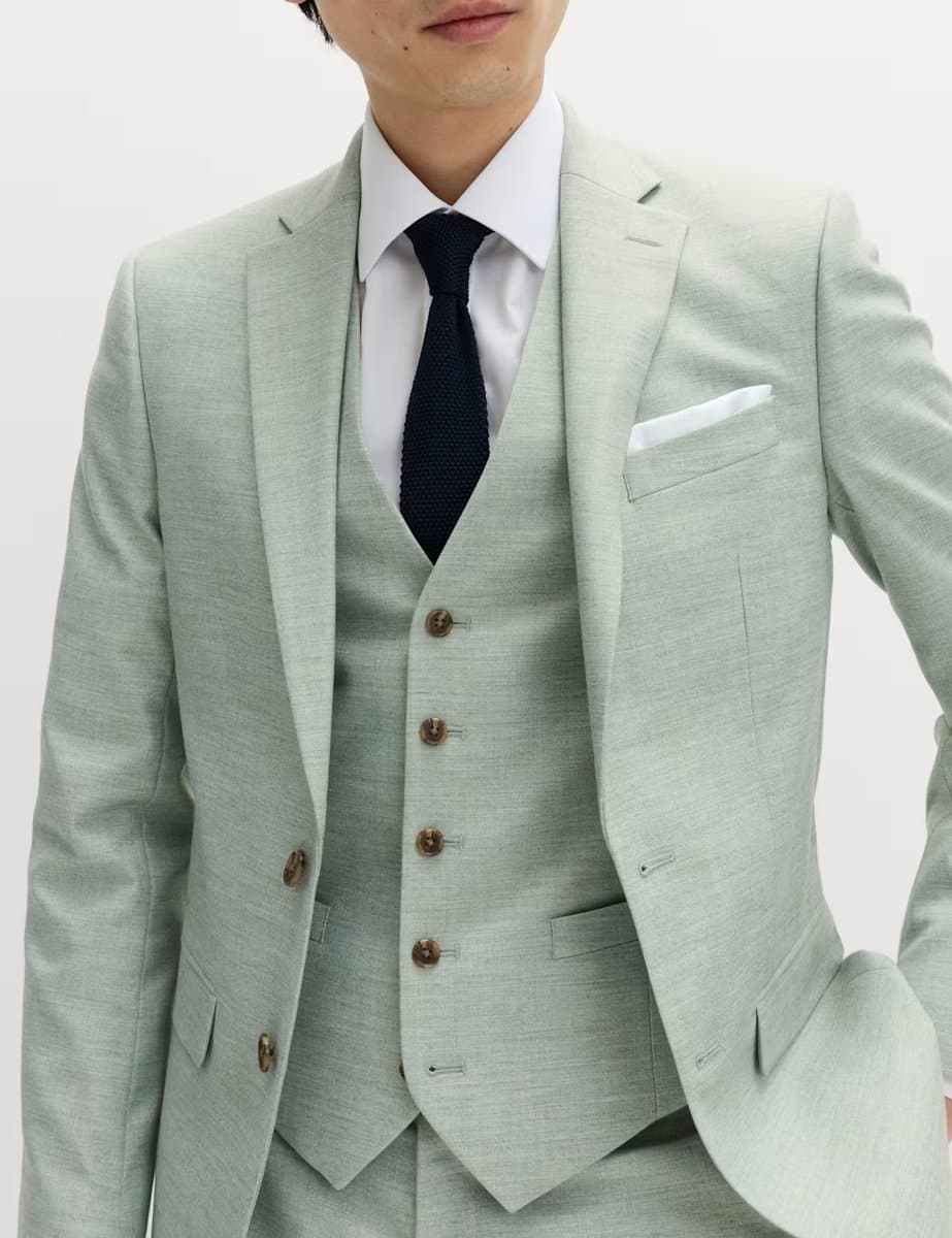 Marks & Spencer M&S Textured Stretch Waistcoat Green - 3