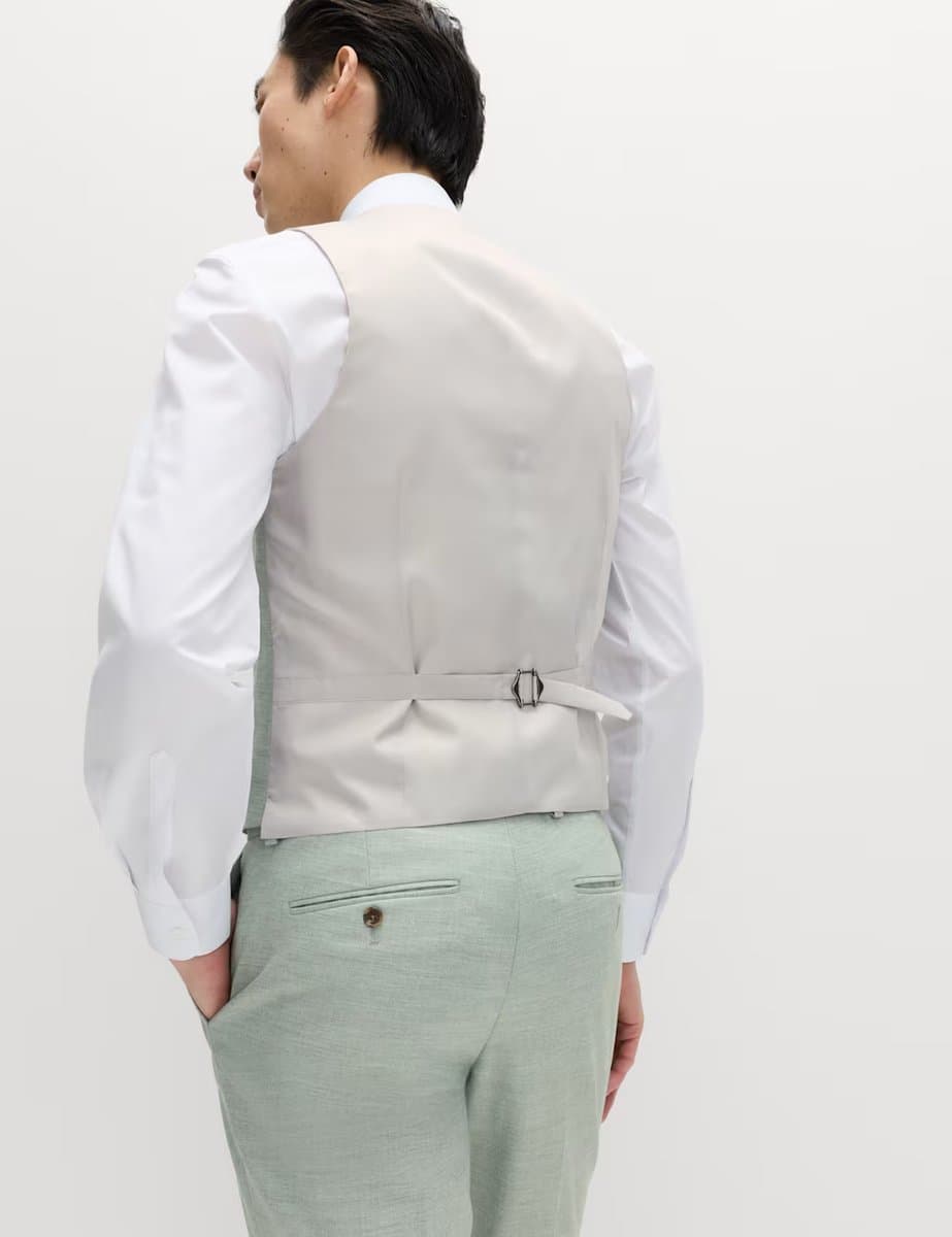 Marks & Spencer M&S Textured Stretch Waistcoat Green - 4