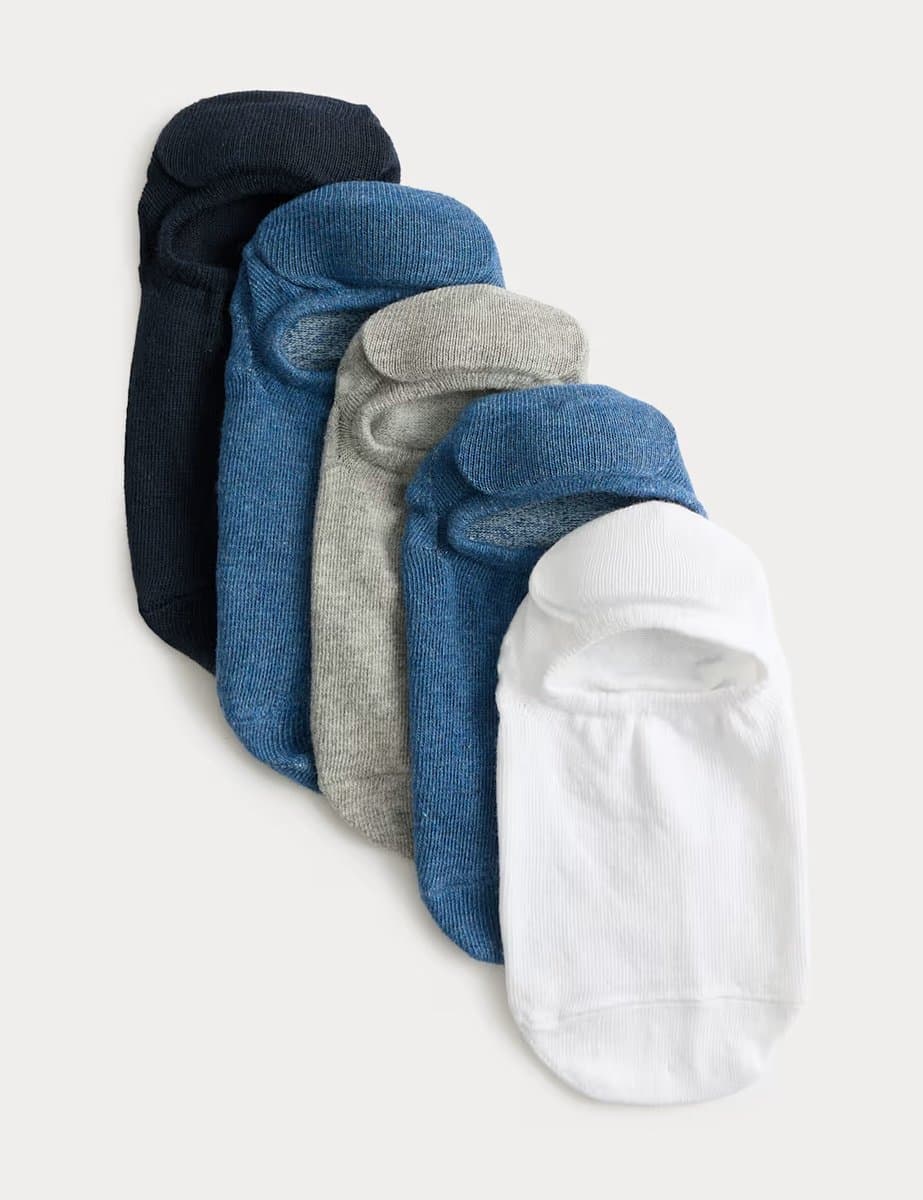 Marks & Spencer M&S 5 Pack Cool & Fresh™ Invisible Trainer Liners™ Denim Mix - 2
