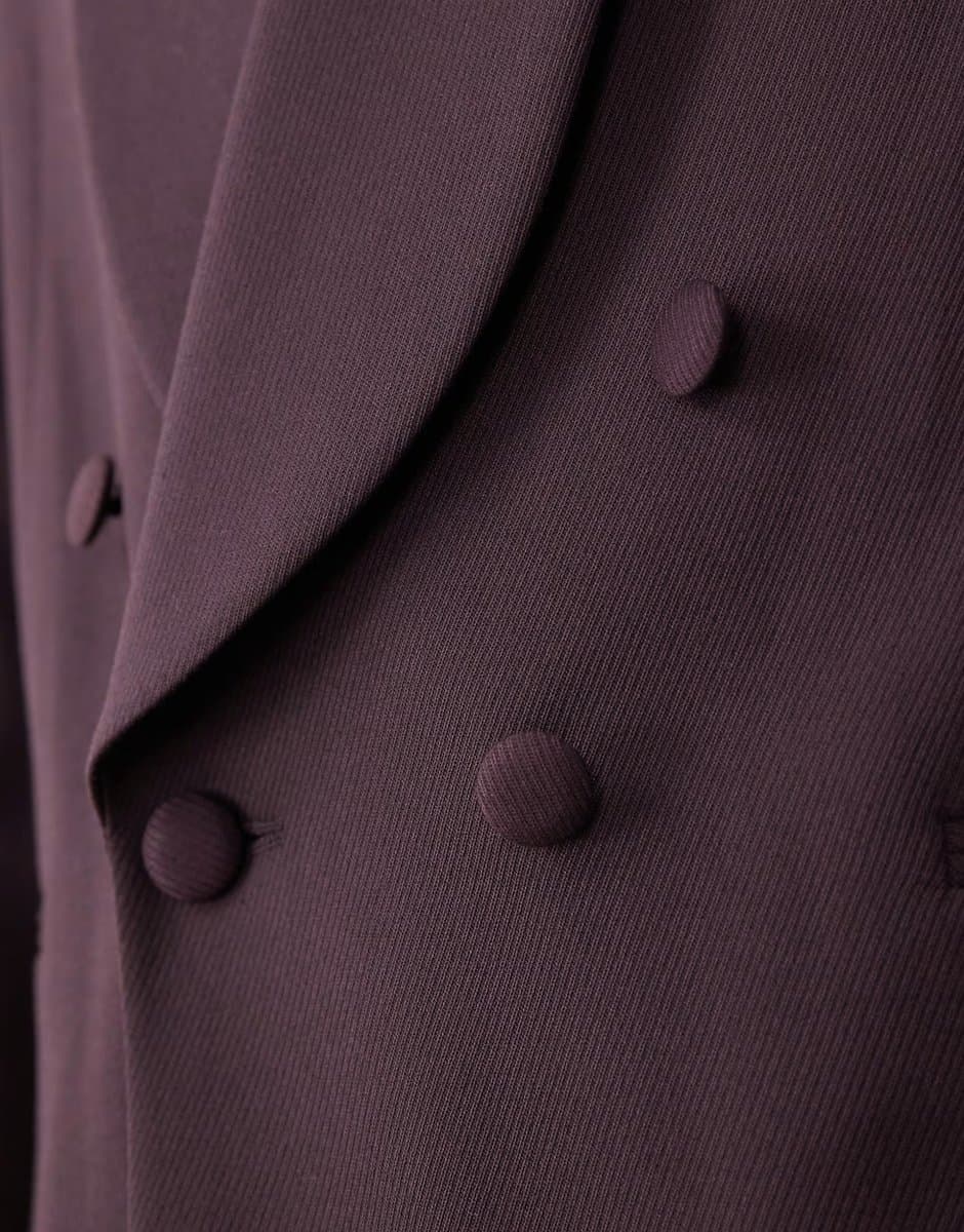 ASOS ASOS DESIGN regular tuxedo jacket in burgundy contrast twill - 6