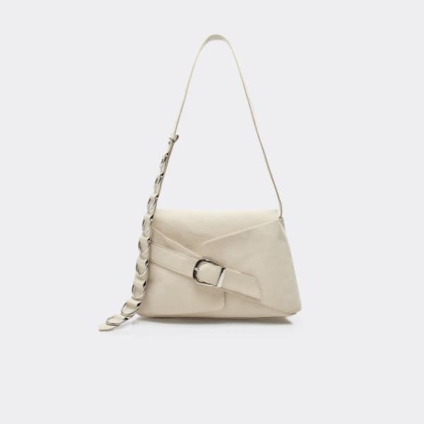 EGO Calvin Buckle Ring Detail Shoulder Bag In Beige Faux Suede, Women's Size UK One Size