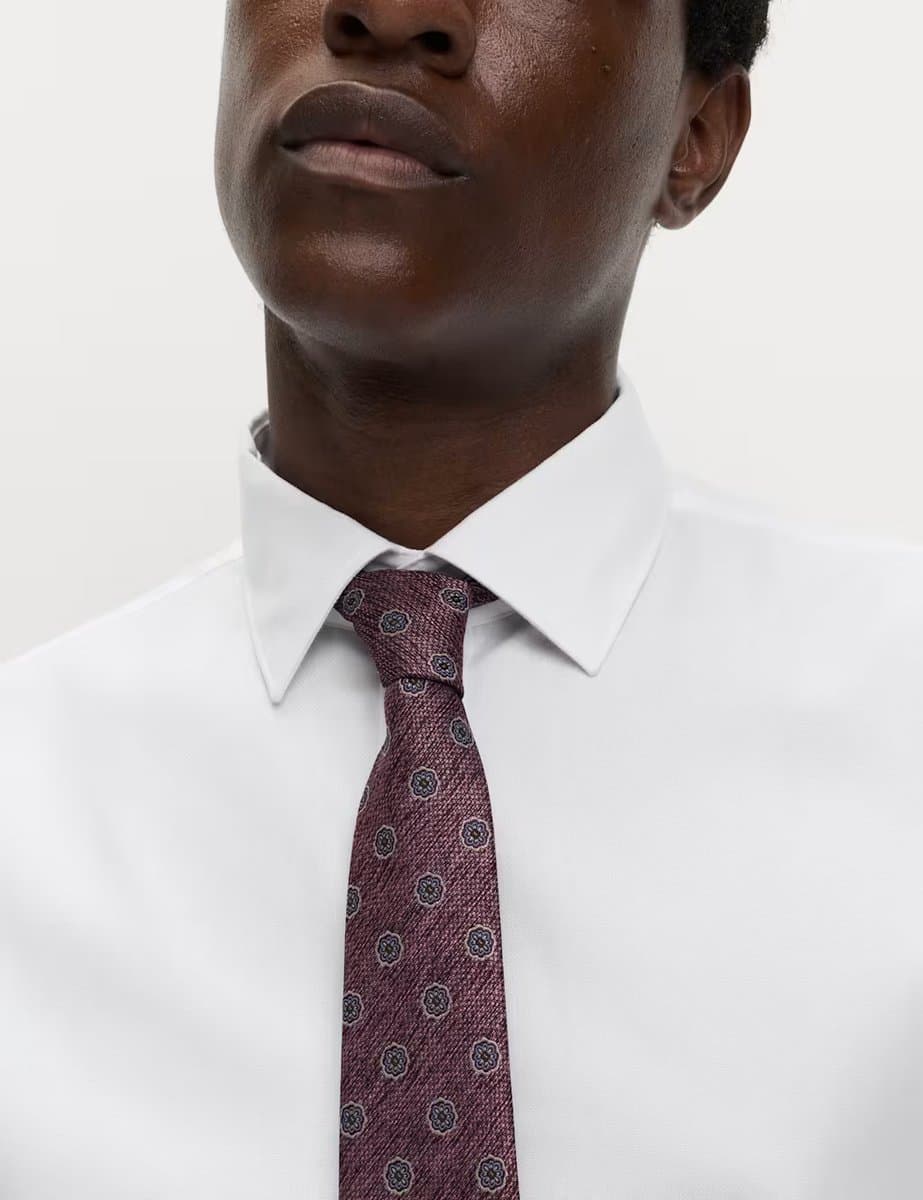 Marks & Spencer M&S 4pc Slim Fit Easy Iron Shirt and Tie Set White/Red - 2