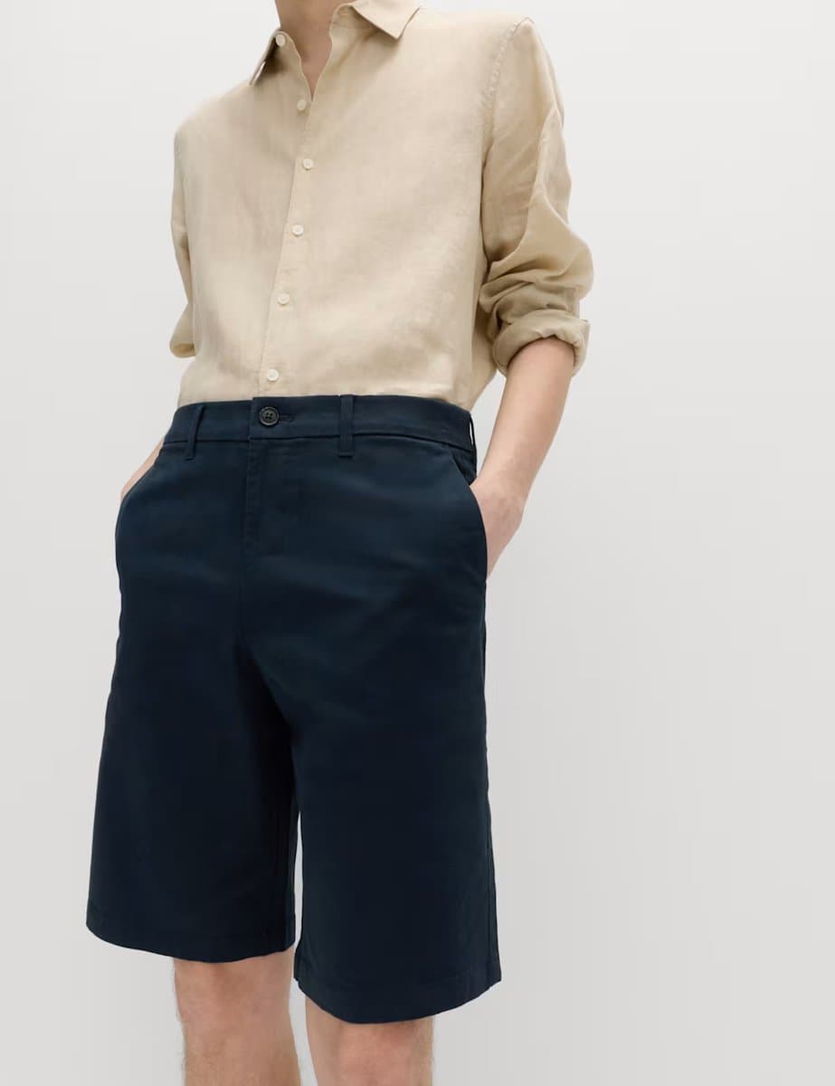 Marks & Spencer M&S Loose Fit Stretch Chino Shorts Navy