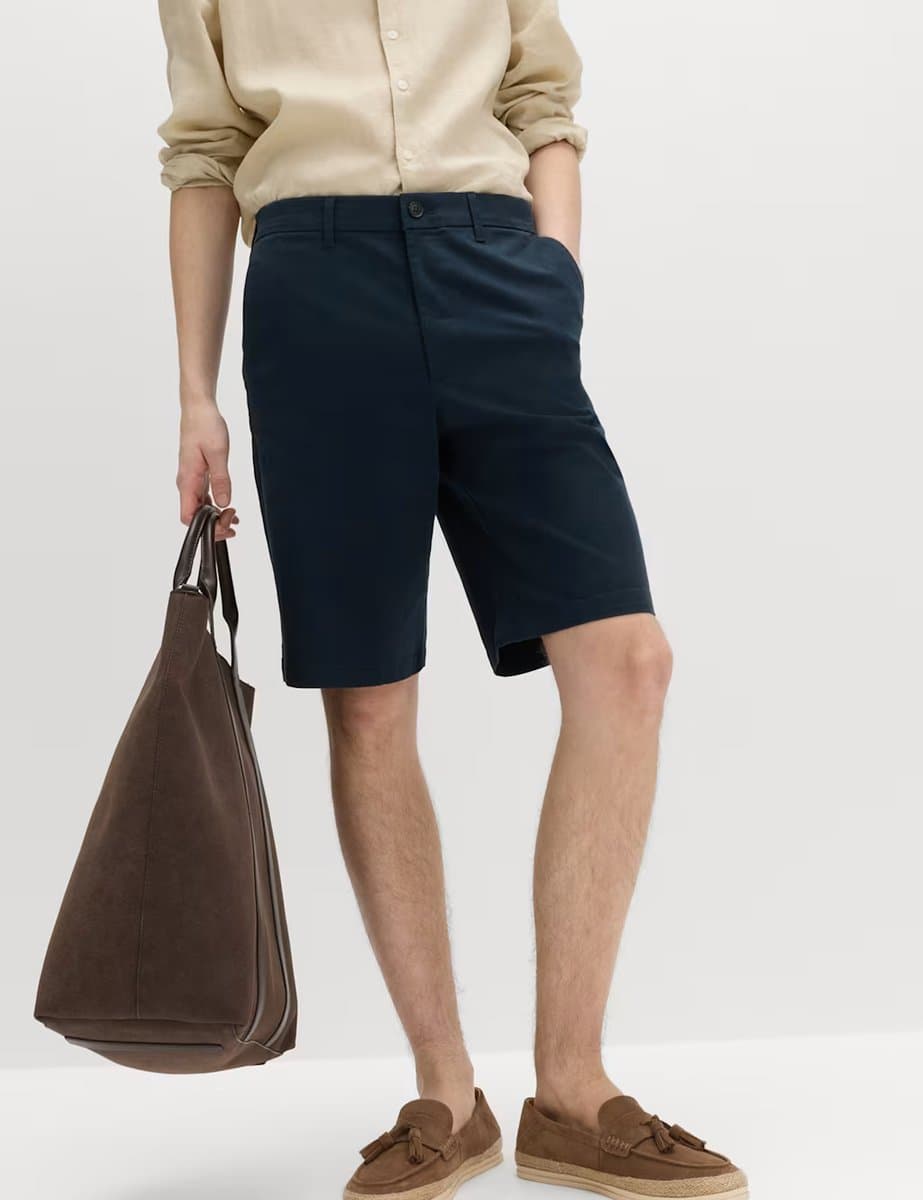 Marks & Spencer M&S Loose Fit Stretch Chino Shorts Navy - 2