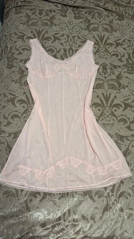 Vintage Dressing Vintage baby pink mesh sheet nightgown nighty dress