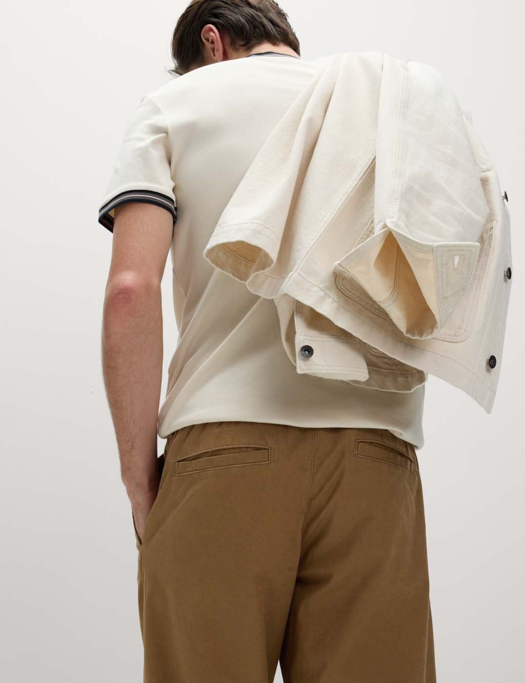 Marks & Spencer M&S Tapered Fit Cotton Linen Blend Elasticated Trousers Cognac - 3