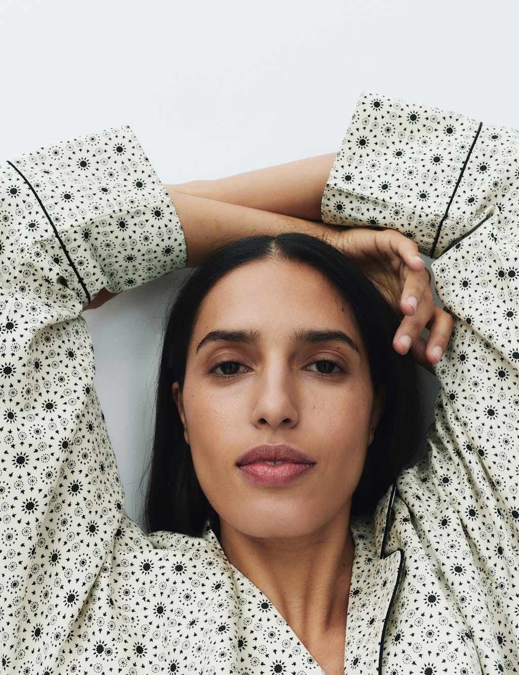 Marks & Spencer M&S Pure Cotton Sateen Eid Printed Nightshirt Ecru Mix - 2